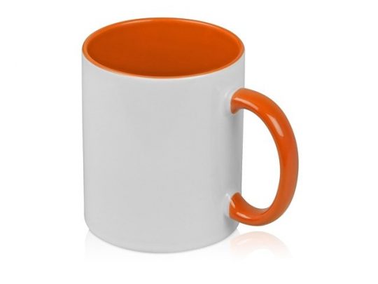 Кружка цветная, ручка и внутри оранжевая 11oz